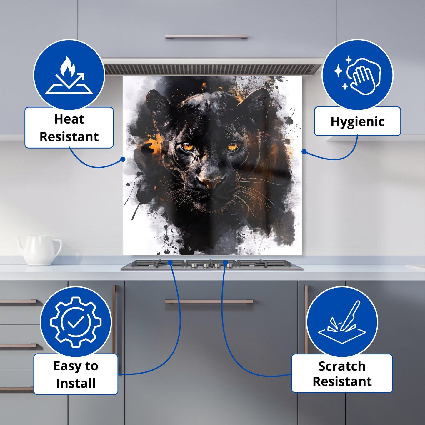 Black Panther's Intense Stare Kitchen Splashback