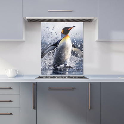 Regal Penguin in a Watery Burst Kitchen Splashback