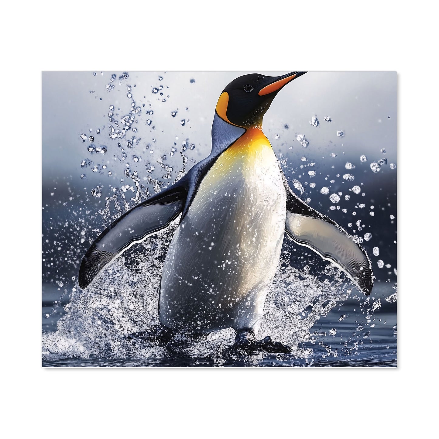 Regal Penguin in a Watery Burst Kitchen Splashback