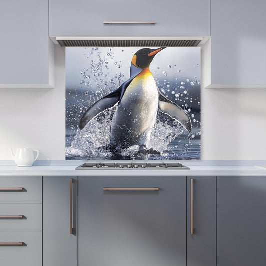 Regal Penguin in a Watery Burst Kitchen Splashback