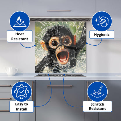 Wide-Eyed Monkey's Splash Surprise Kitchen Splashback