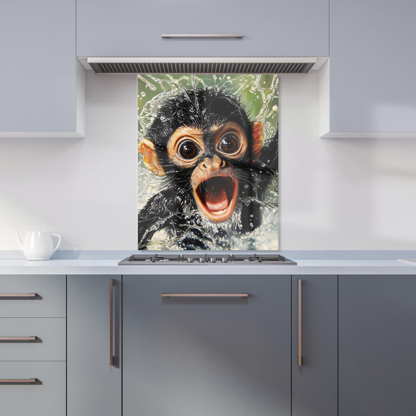 Wide-Eyed Monkey's Splash Surprise Kitchen Splashback