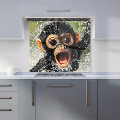 Wide-Eyed Monkey's Splash Surprise Kitchen Splashback