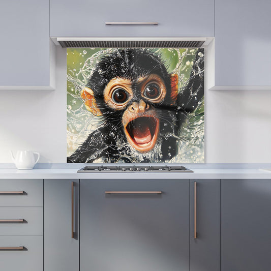 Wide-Eyed Monkey's Splash Surprise Kitchen Splashback