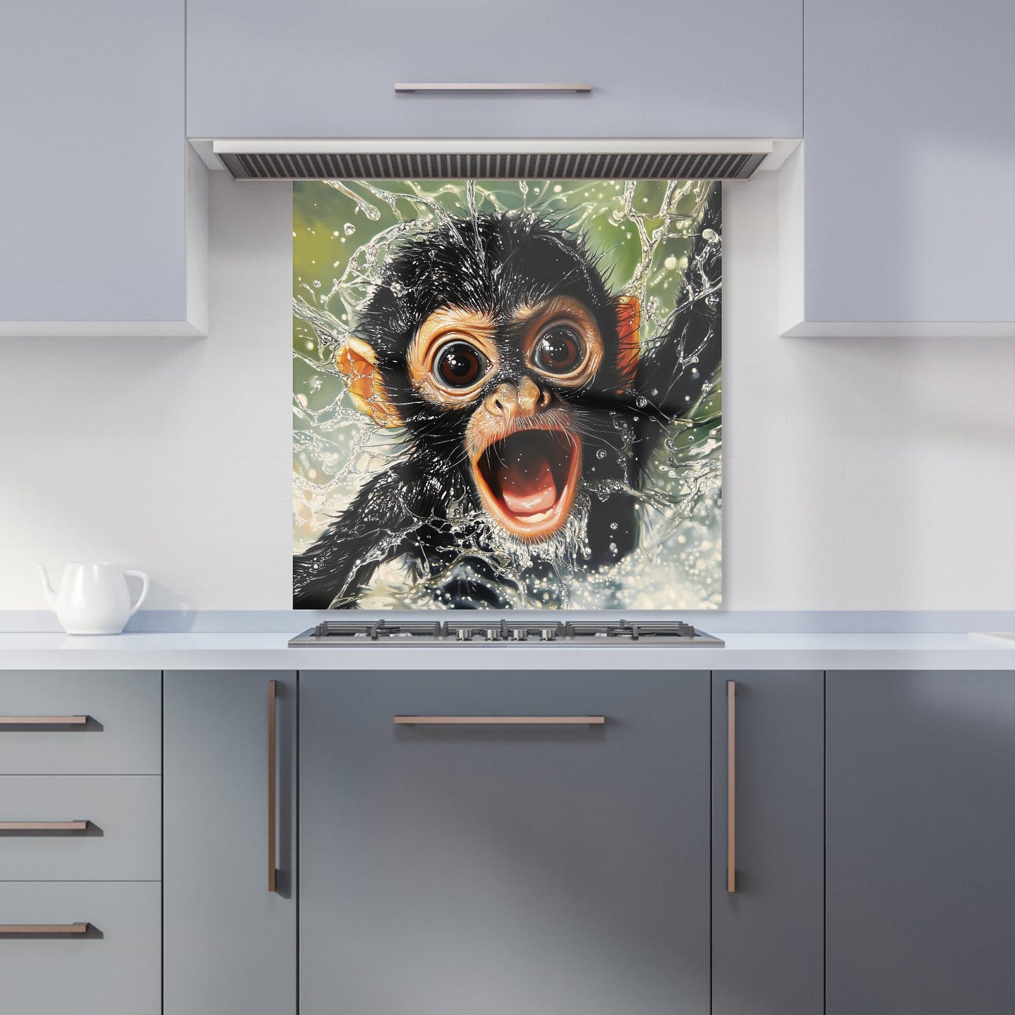 Wide-Eyed Monkey's Splash Surprise Kitchen Splashback