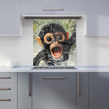 Wide-Eyed Monkey's Splash Surprise Kitchen Splashback