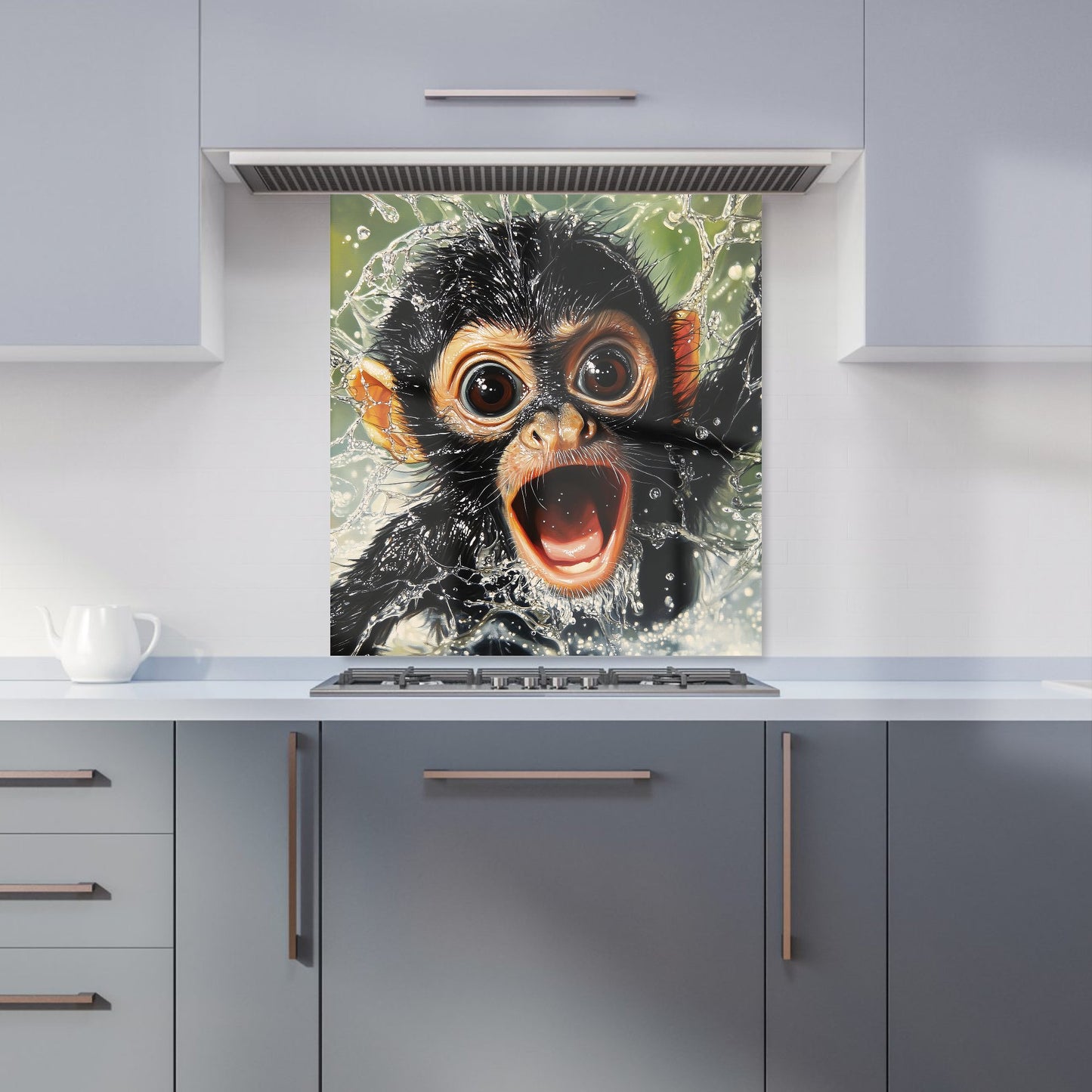 Wide-Eyed Monkey's Splash Surprise Kitchen Splashback