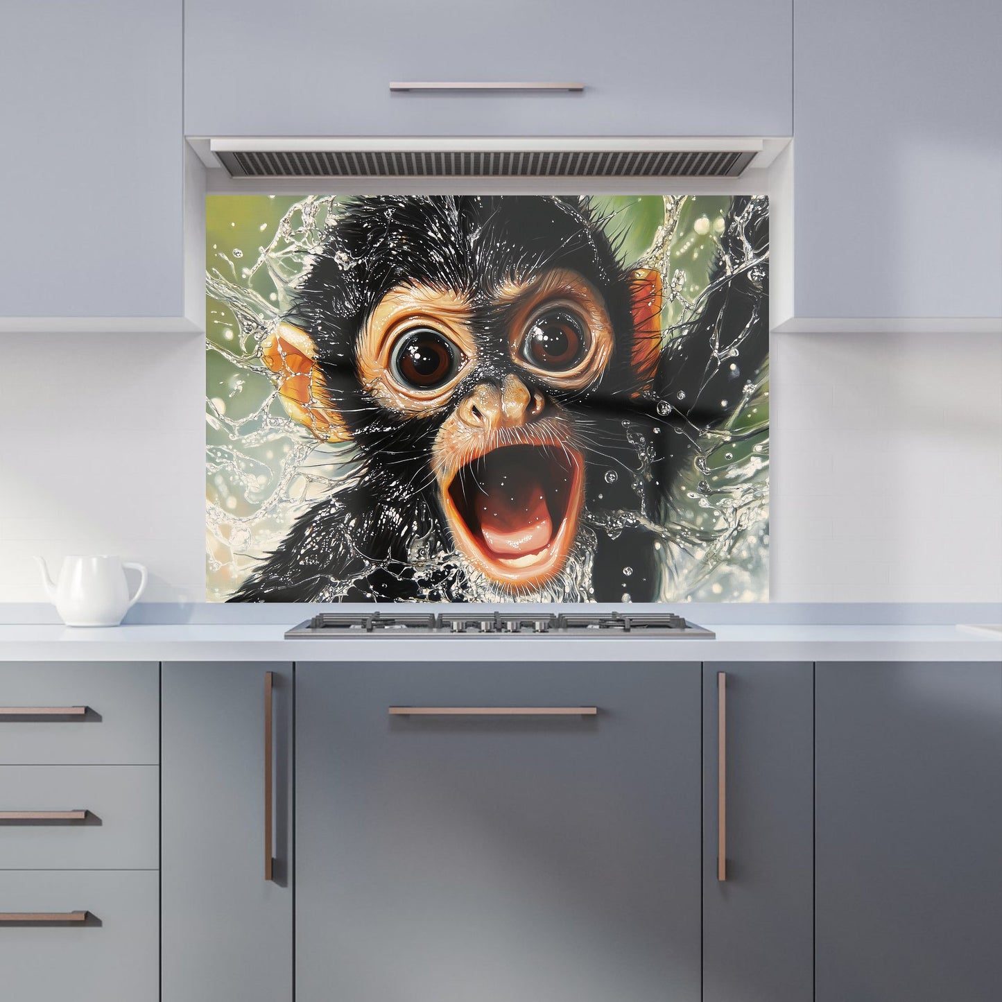 Wide-Eyed Monkey's Splash Surprise Kitchen Splashback