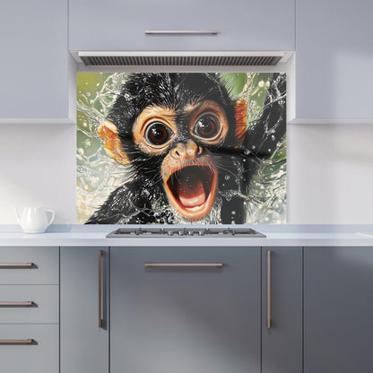 Wide-Eyed Monkey's Splash Surprise Kitchen Splashback