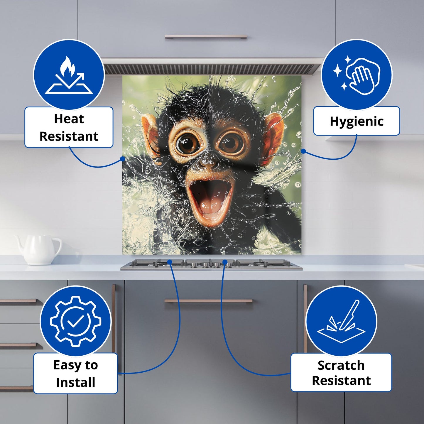 Excited Monkey in the Water Kitchen Splashback