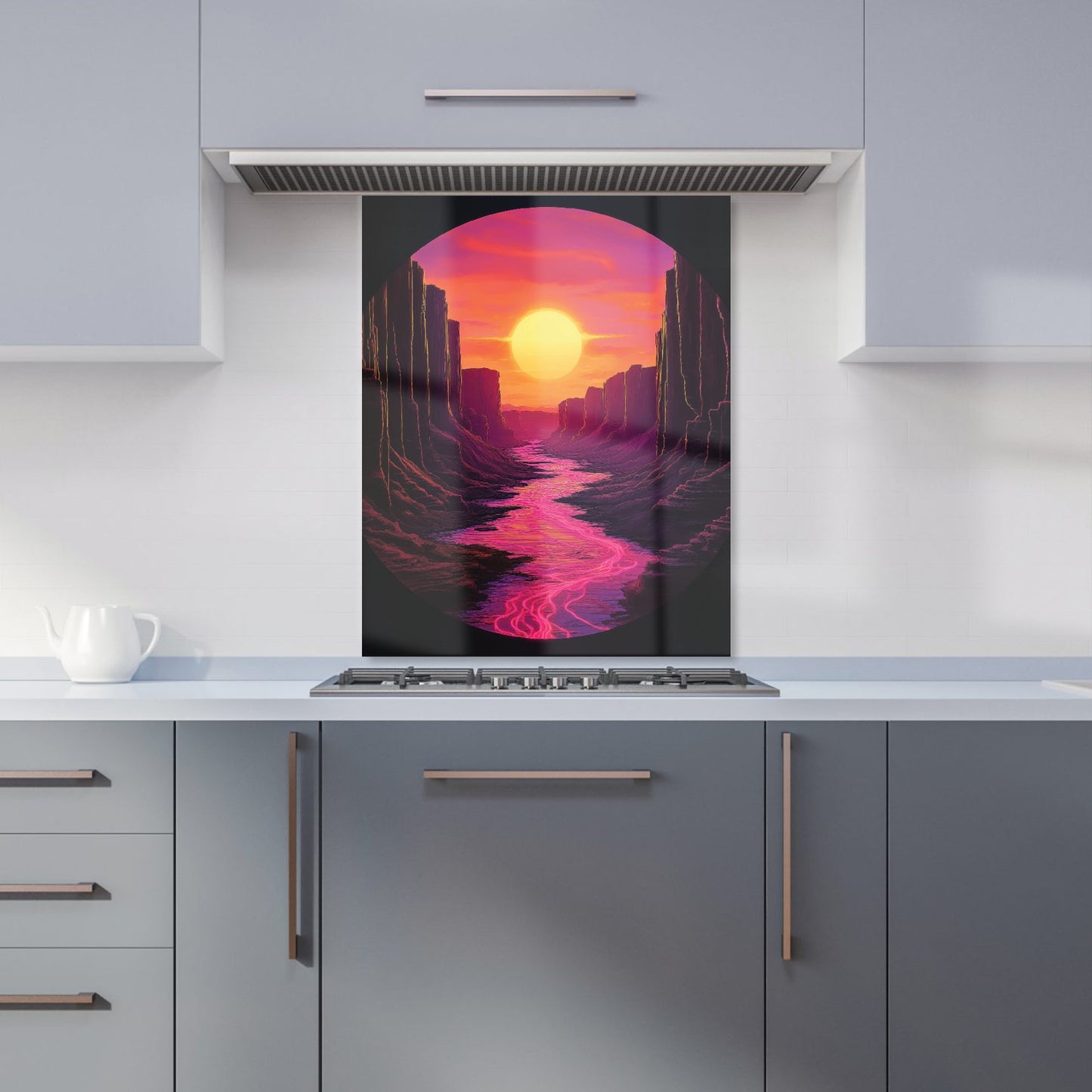 Synthwave Canyon Sunset Kitchen Splashback