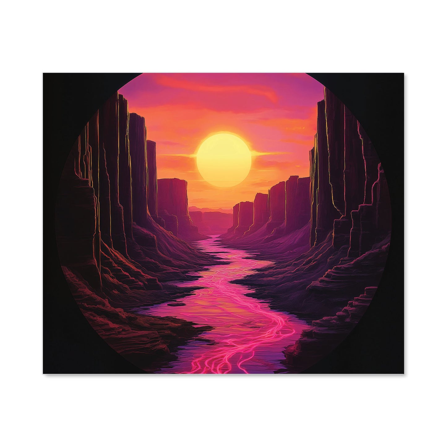 Synthwave Canyon Sunset Kitchen Splashback