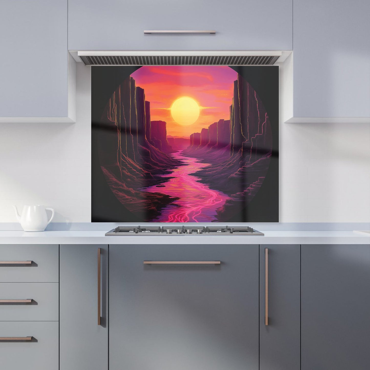 Synthwave Canyon Sunset Kitchen Splashback
