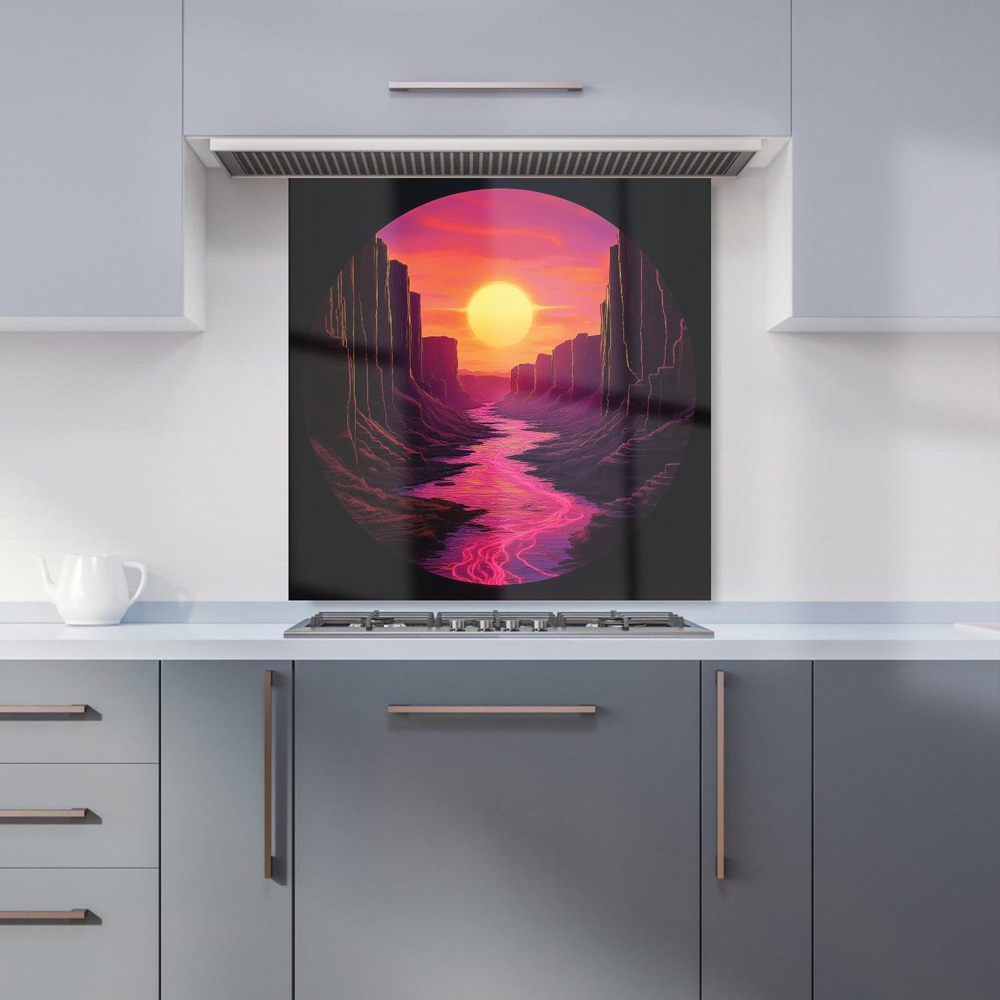 Synthwave Canyon Sunset Kitchen Splashback