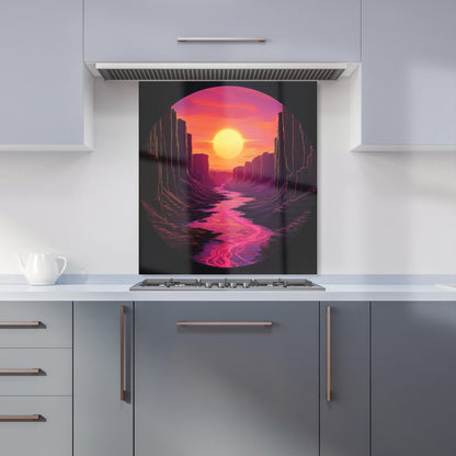 Synthwave Canyon Sunset Kitchen Splashback