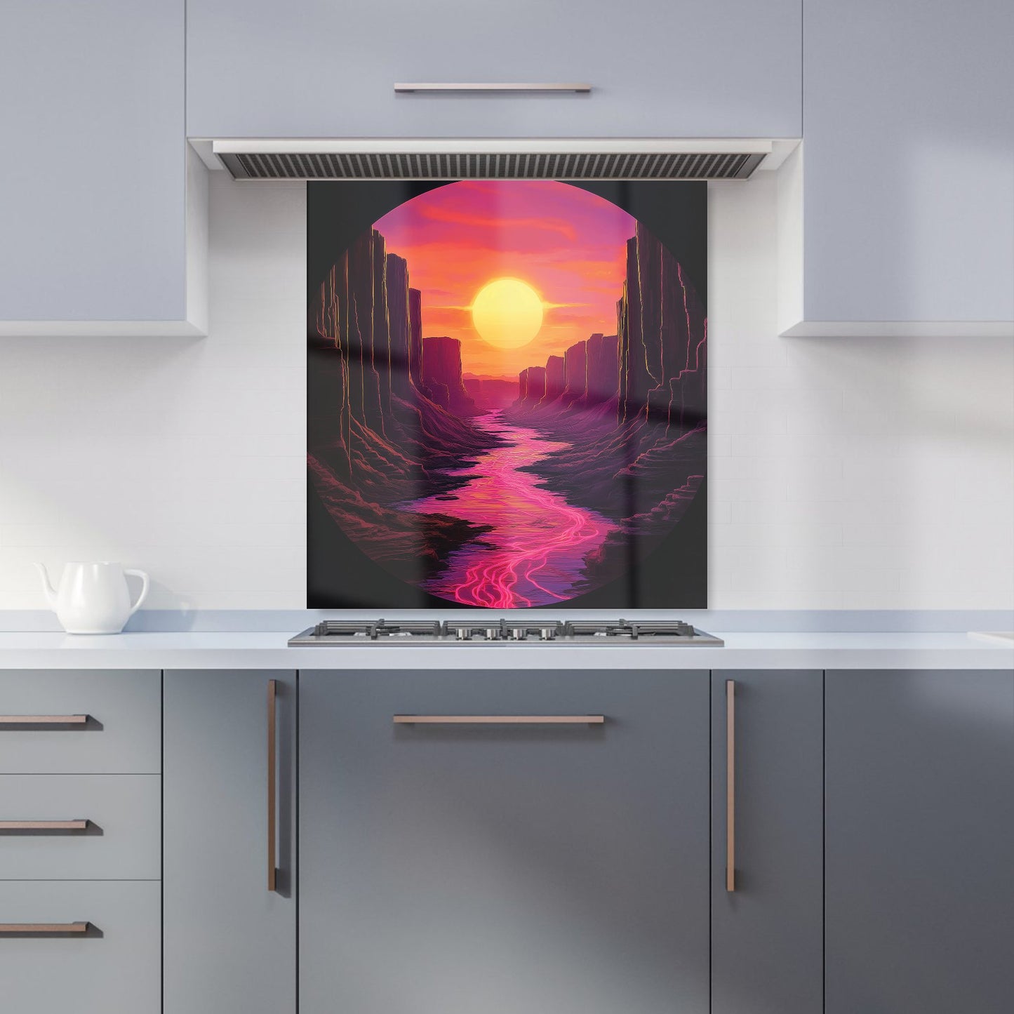 Synthwave Canyon Sunset Kitchen Splashback