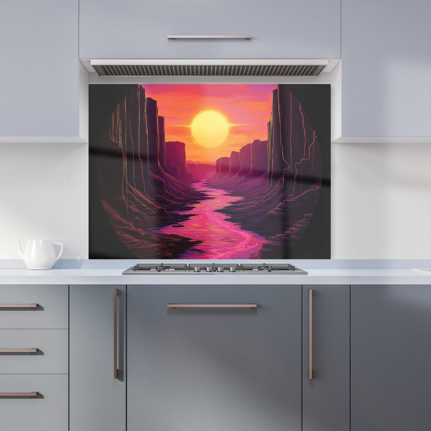 Synthwave Canyon Sunset Kitchen Splashback