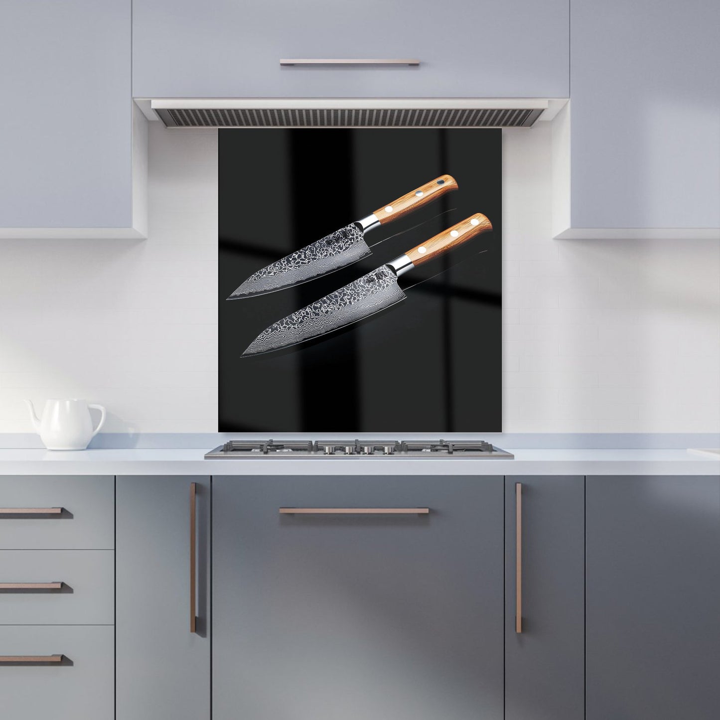 Artisan Japanese Knives in Focus Kitchen Splashback