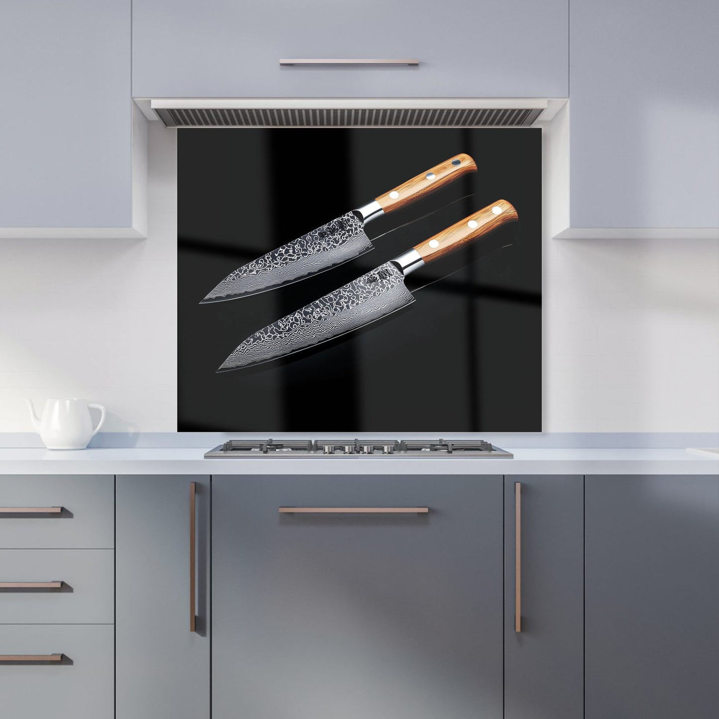 Artisan Japanese Knives in Focus Kitchen Splashback