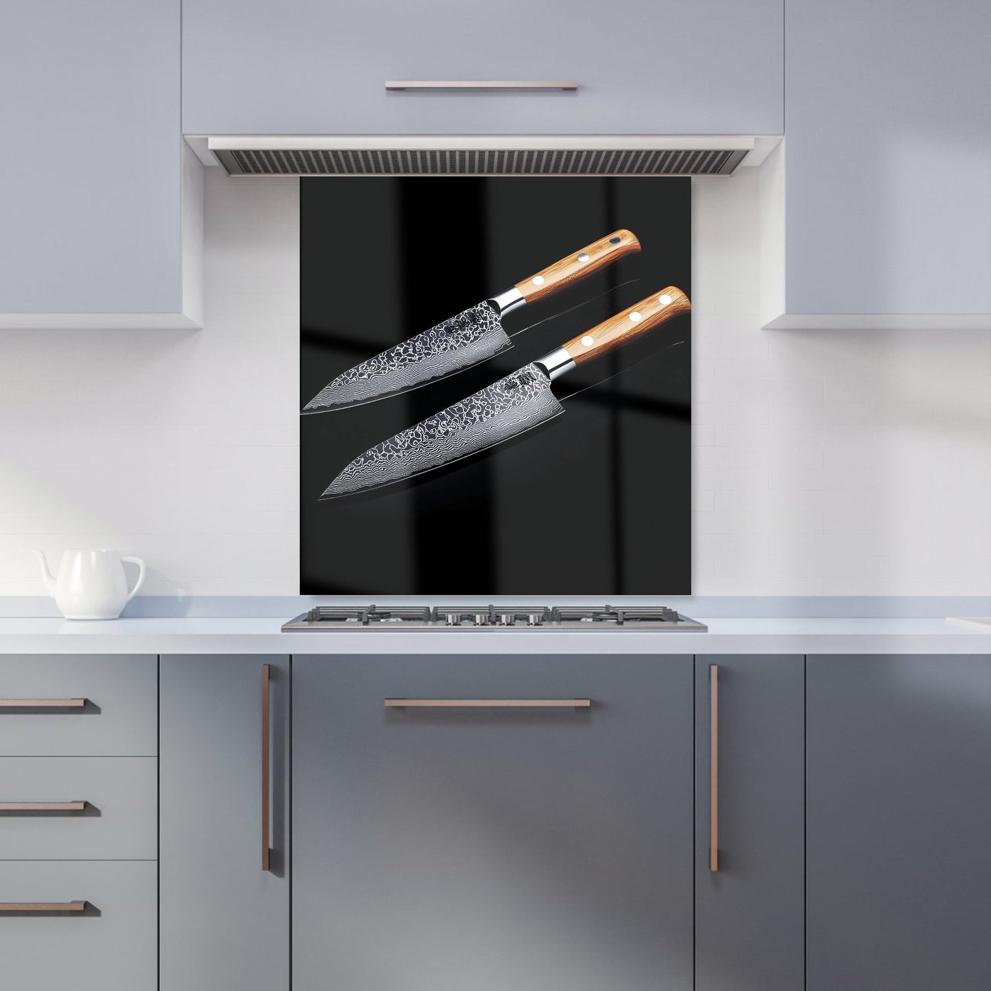 Artisan Japanese Knives in Focus Kitchen Splashback