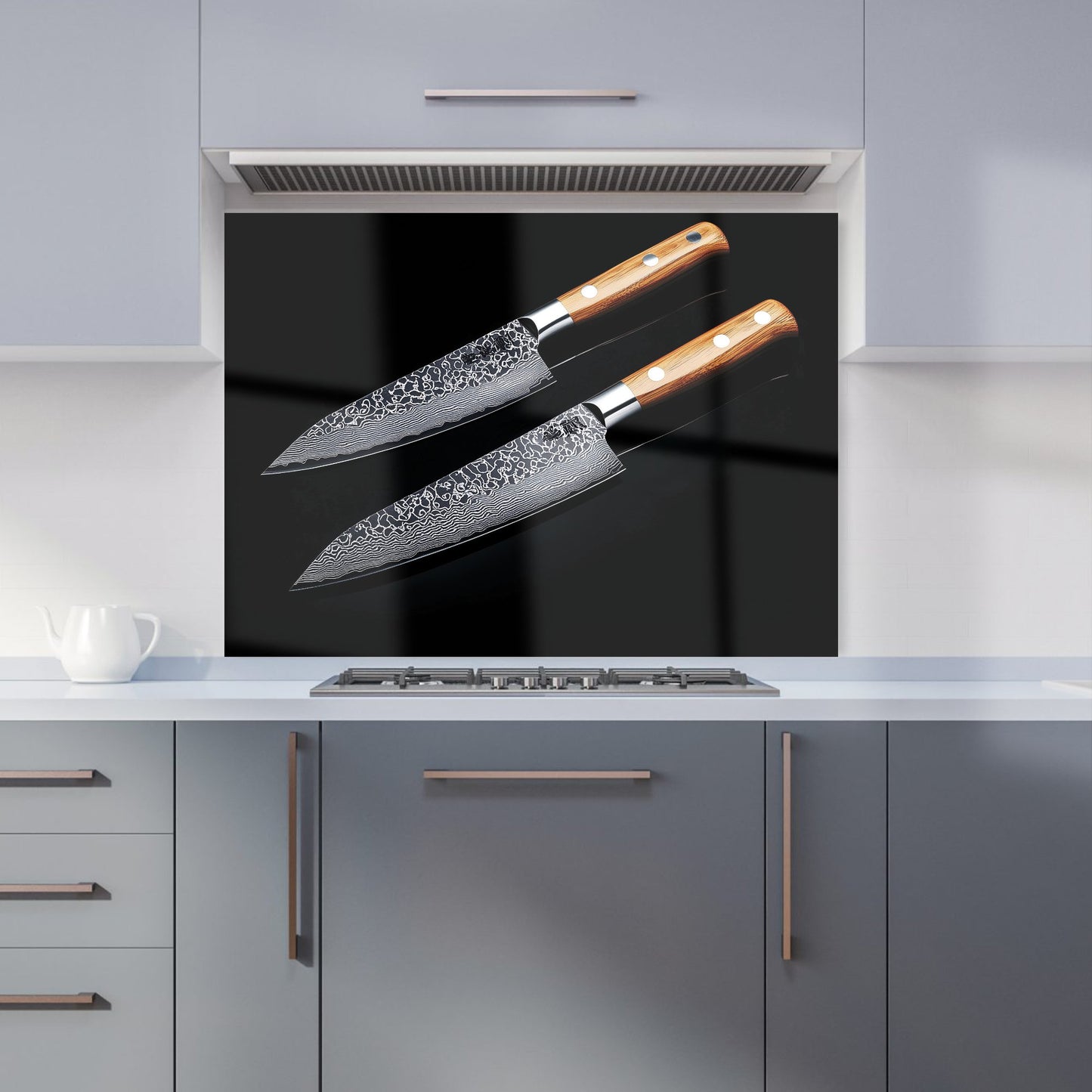 Artisan Japanese Knives in Focus Kitchen Splashback