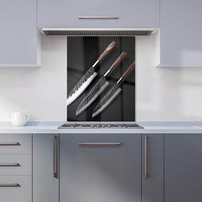 Elegant Trio of Chef's Blades Kitchen Splashback
