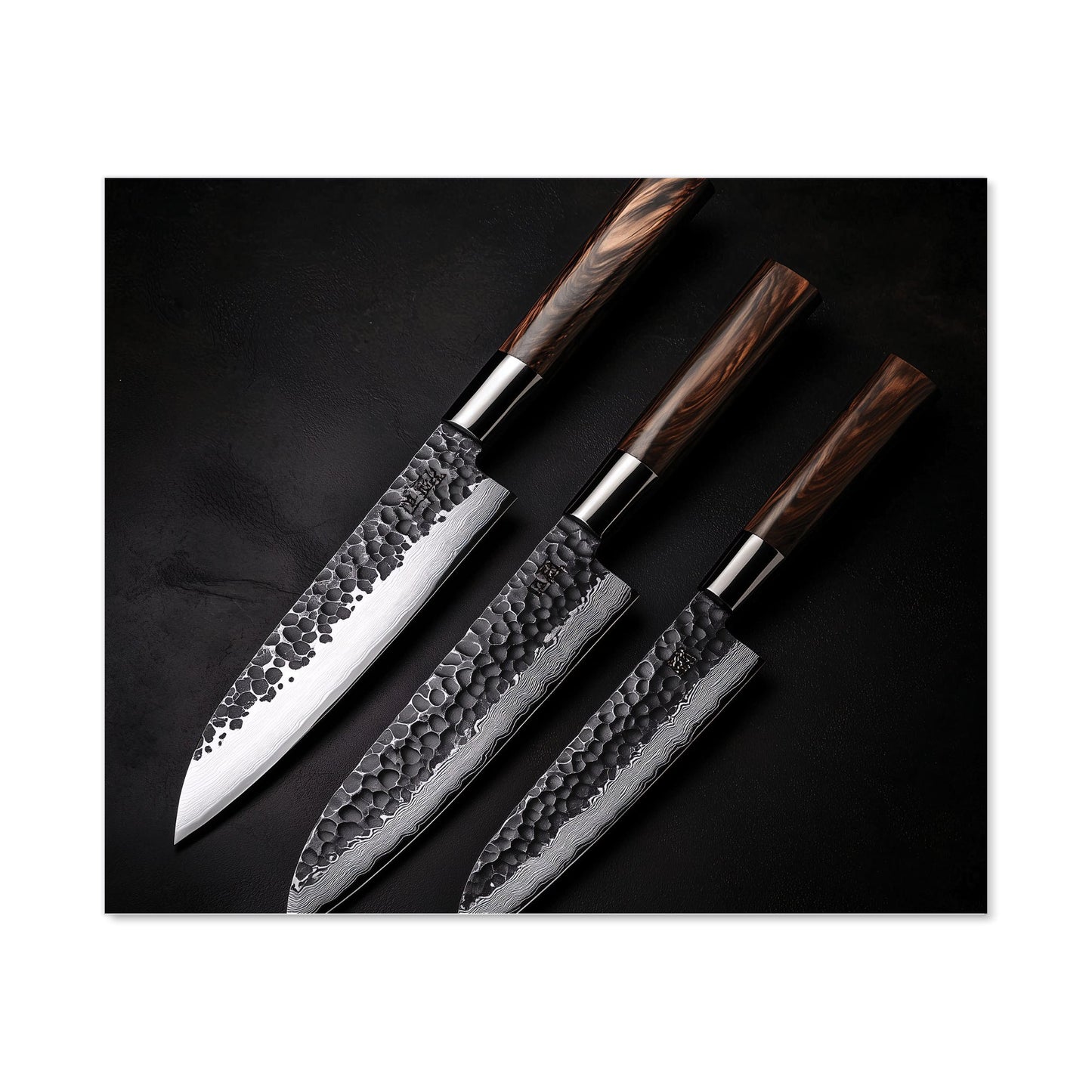 Elegant Trio of Chef's Blades Kitchen Splashback