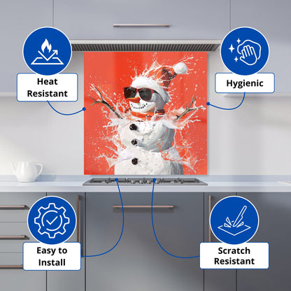 Cool Snowman in Winter Splash Kitchen Splashback