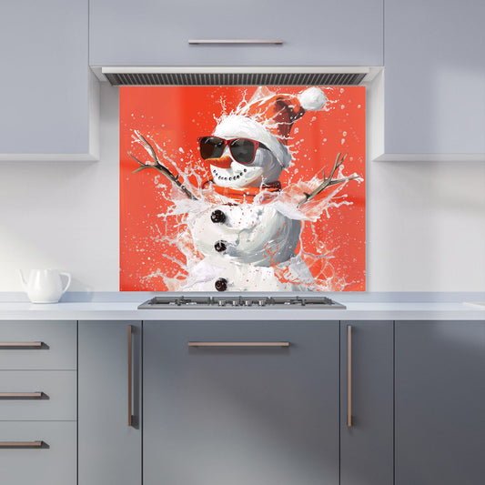 Cool Snowman in Winter Splash Kitchen Splashback