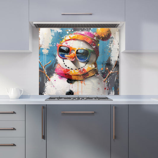 Vibrant Snowman with Style Kitchen Splashback