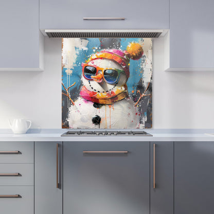 Vibrant Snowman with Style Kitchen Splashback