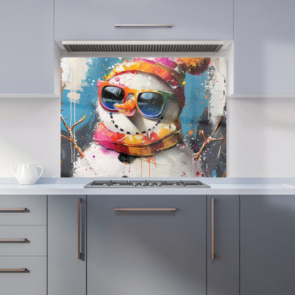 Vibrant Snowman with Style Kitchen Splashback