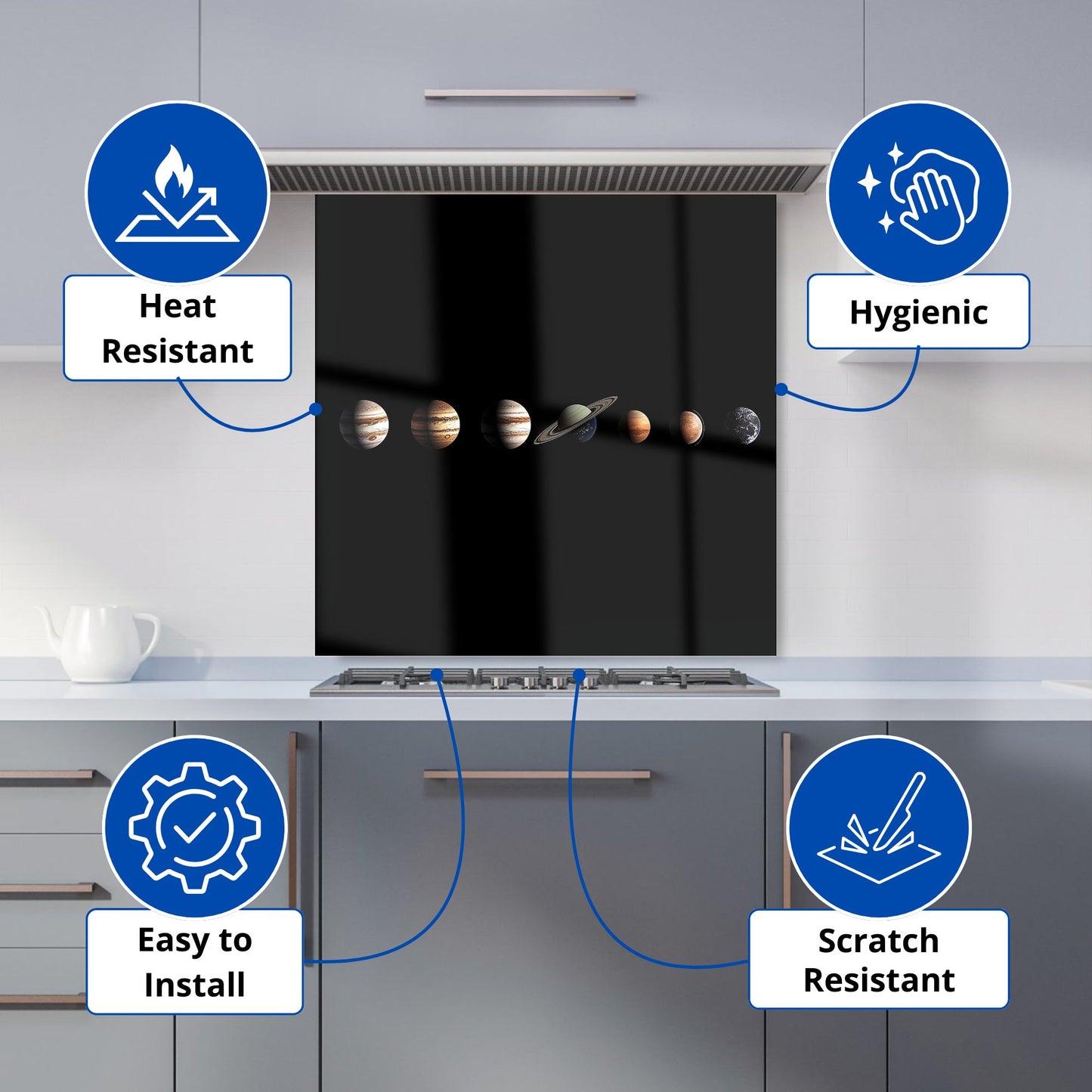 The Solar System in Order Kitchen Splashback