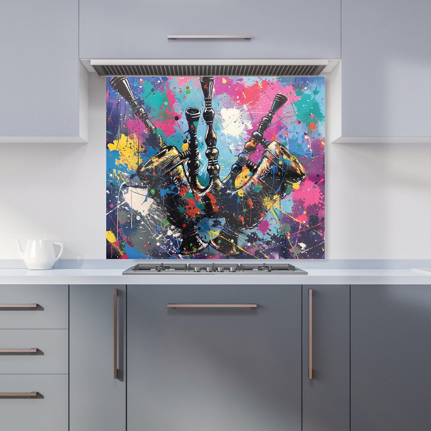 Scottish Bagpipes Splashart Kitchen Splashback