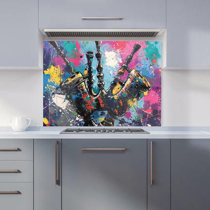 Scottish Bagpipes Splashart Kitchen Splashback