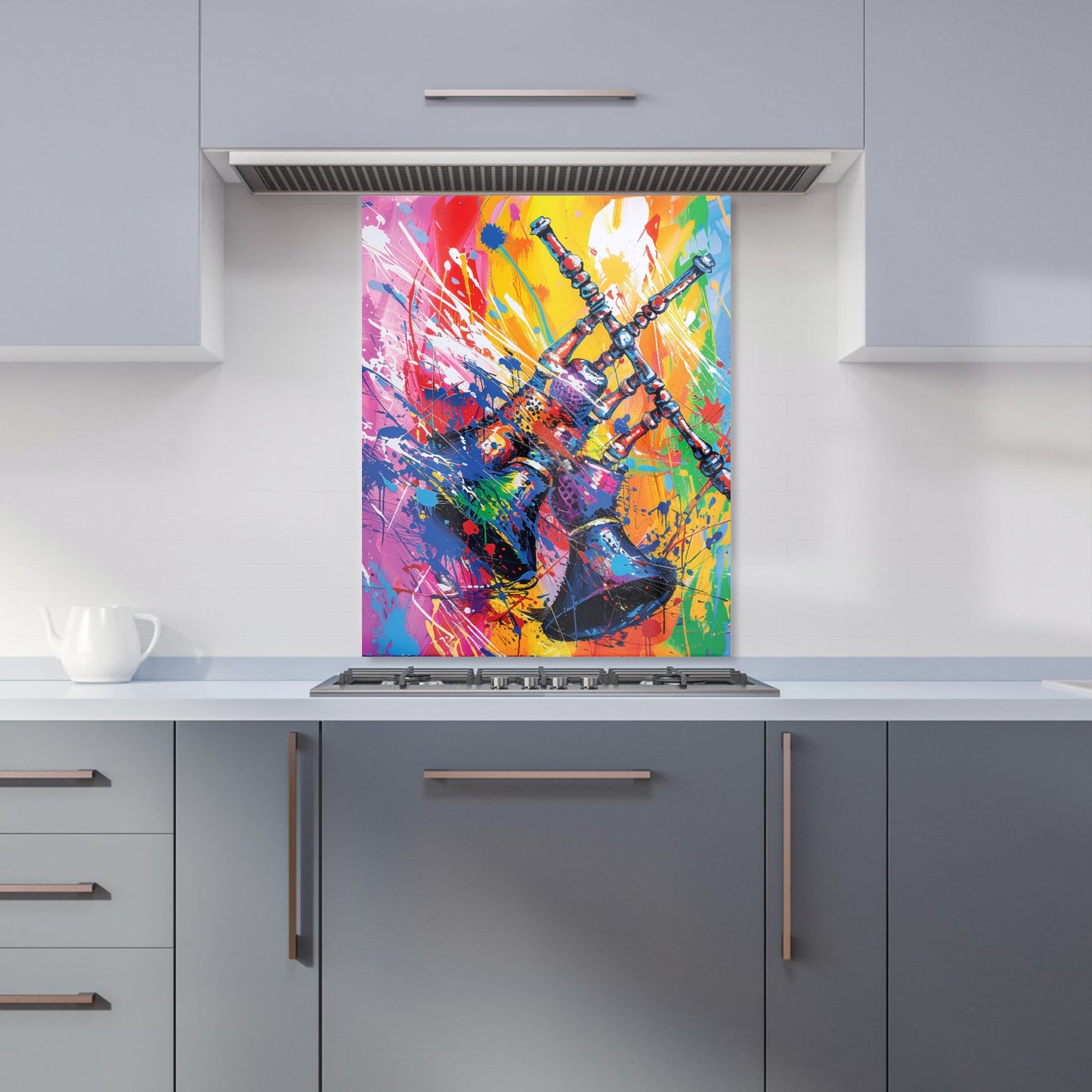 Vibrant Scottish Bagpipes Burst Kitchen Splashback