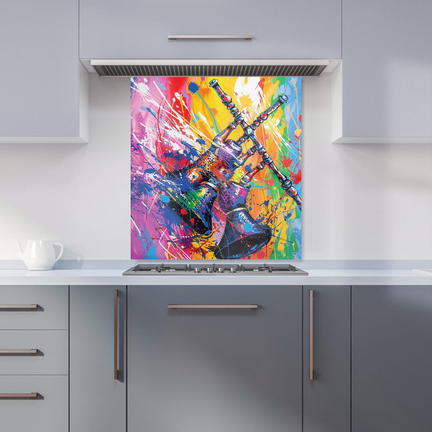 Vibrant Scottish Bagpipes Burst Kitchen Splashback