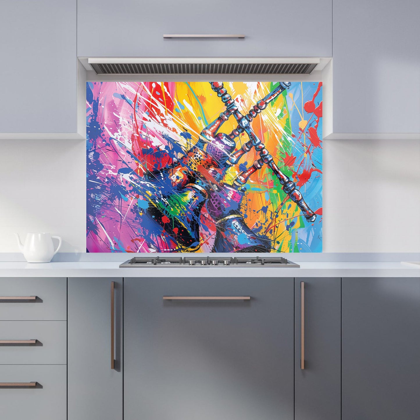 Vibrant Scottish Bagpipes Burst Kitchen Splashback