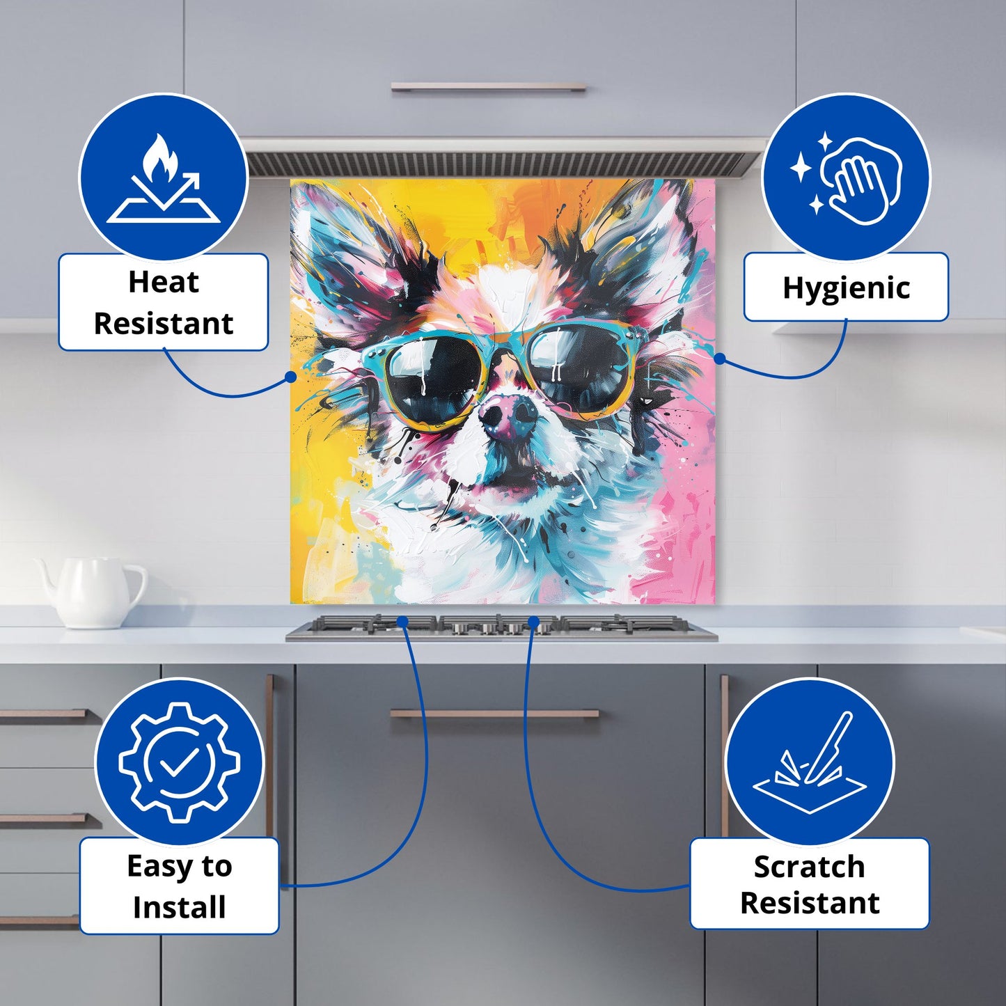Chic Chihuahua in Sunglasses Kitchen Splashback