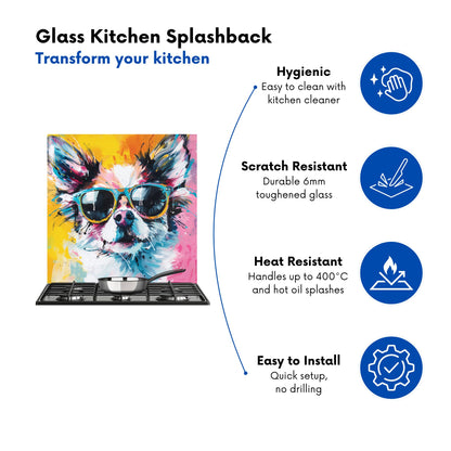 Chic Chihuahua in Sunglasses Kitchen Splashback