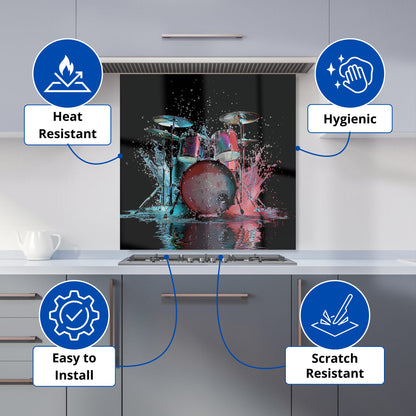 Rhythm in Splashing Drums Kitchen Splashback