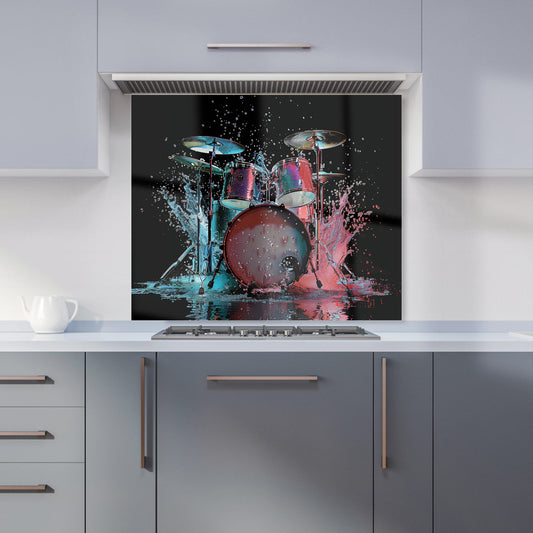 Rhythm in Splashing Drums Kitchen Splashback