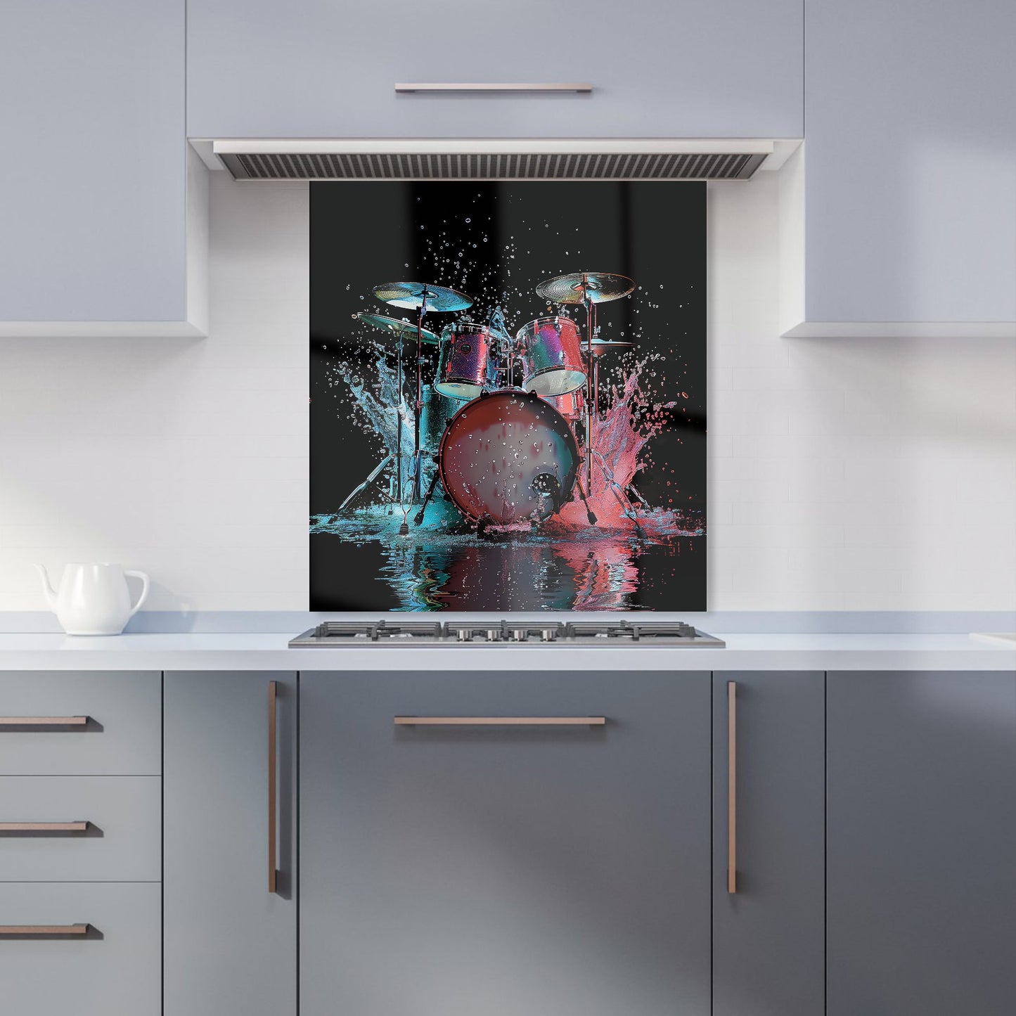 Rhythm in Splashing Drums Kitchen Splashback