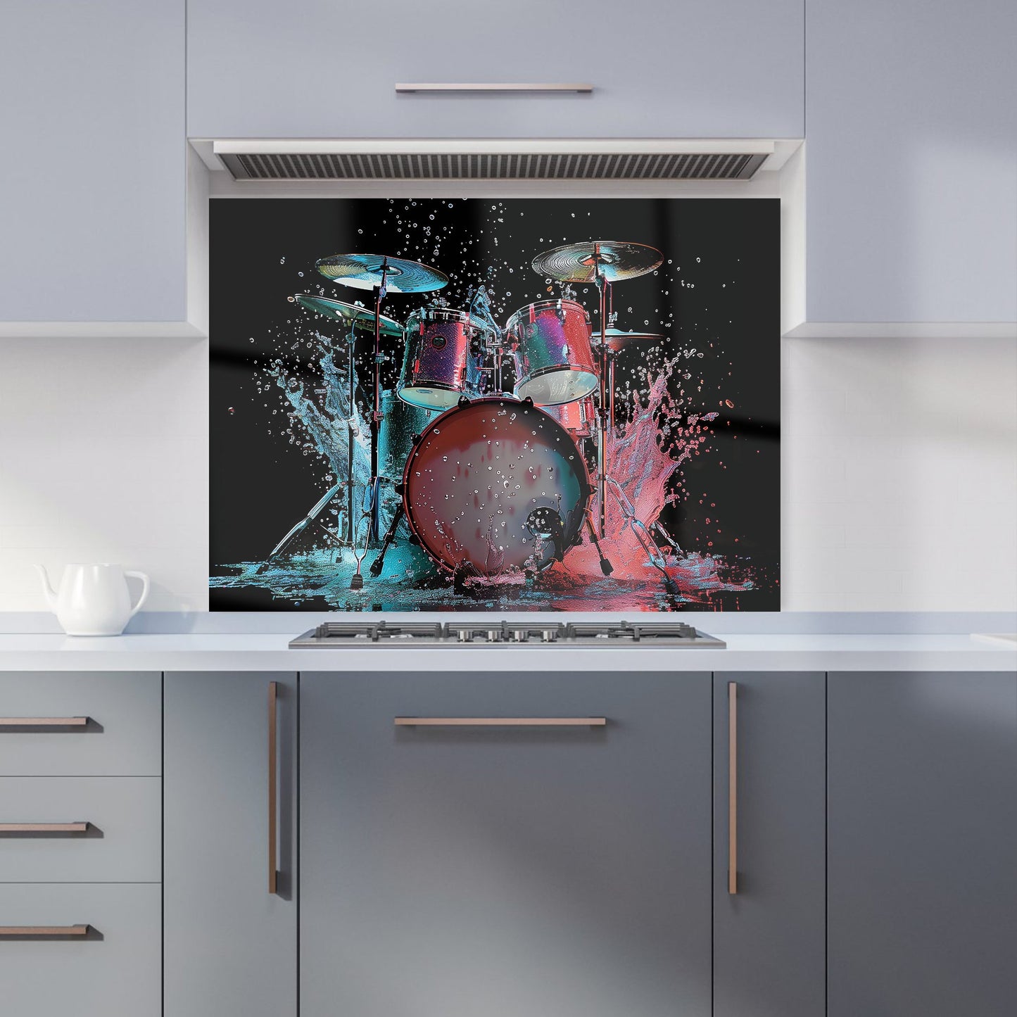 Rhythm in Splashing Drums Kitchen Splashback
