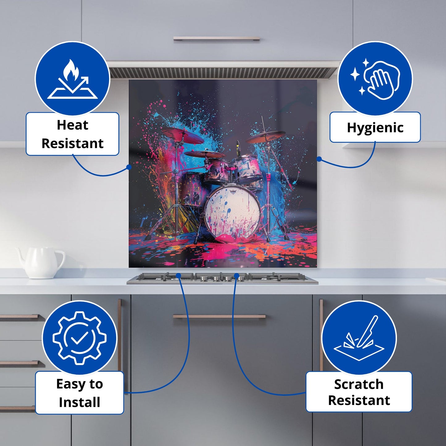 Drumbeat Colours Kitchen Splashback