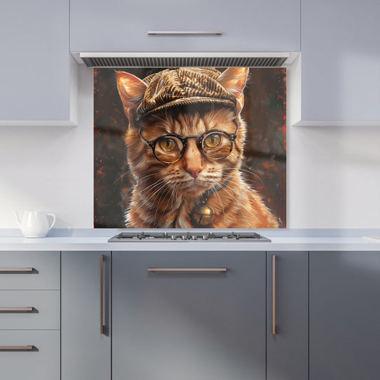 Dapper Ginger Cat with Cap Kitchen Splashback