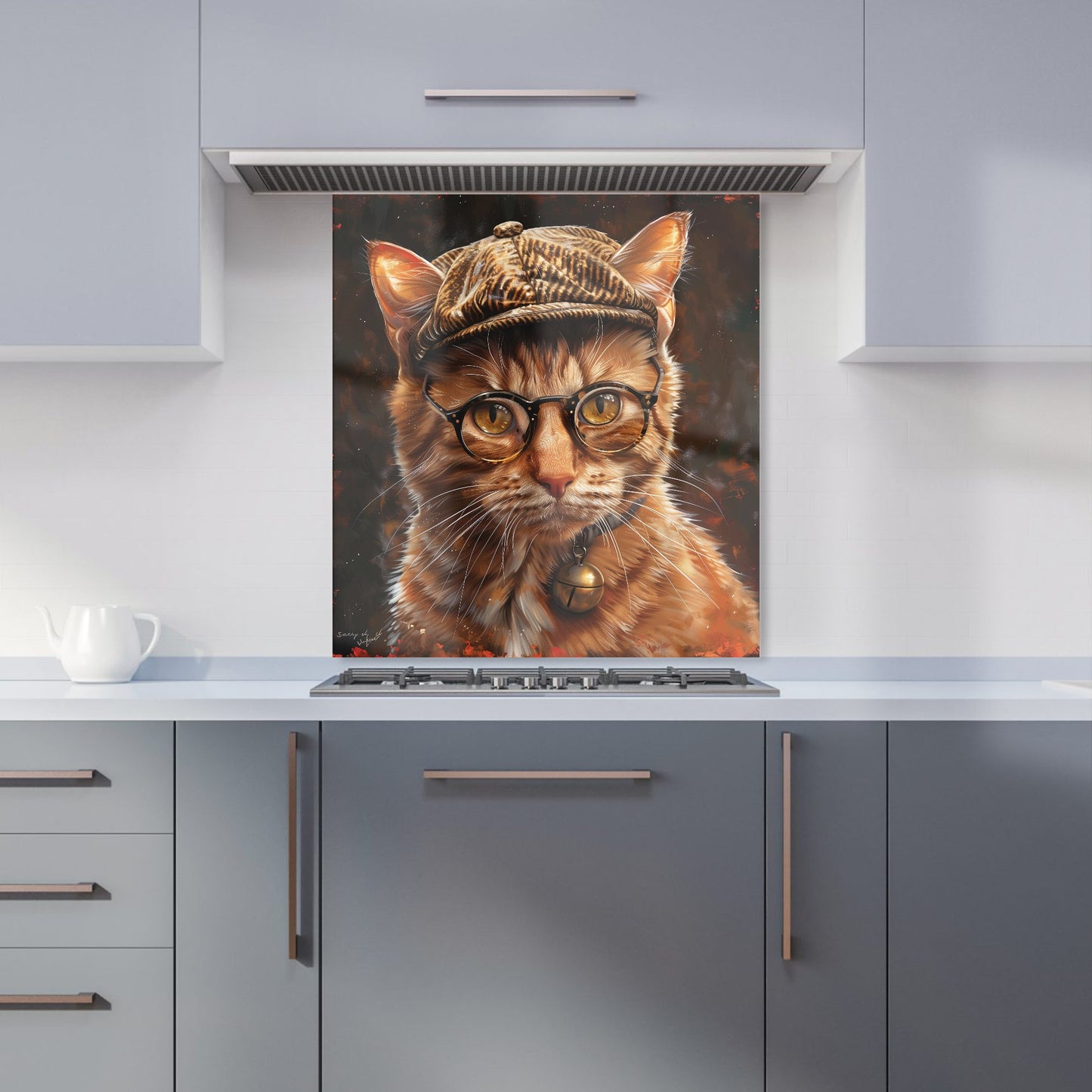 Dapper Ginger Cat with Cap Kitchen Splashback