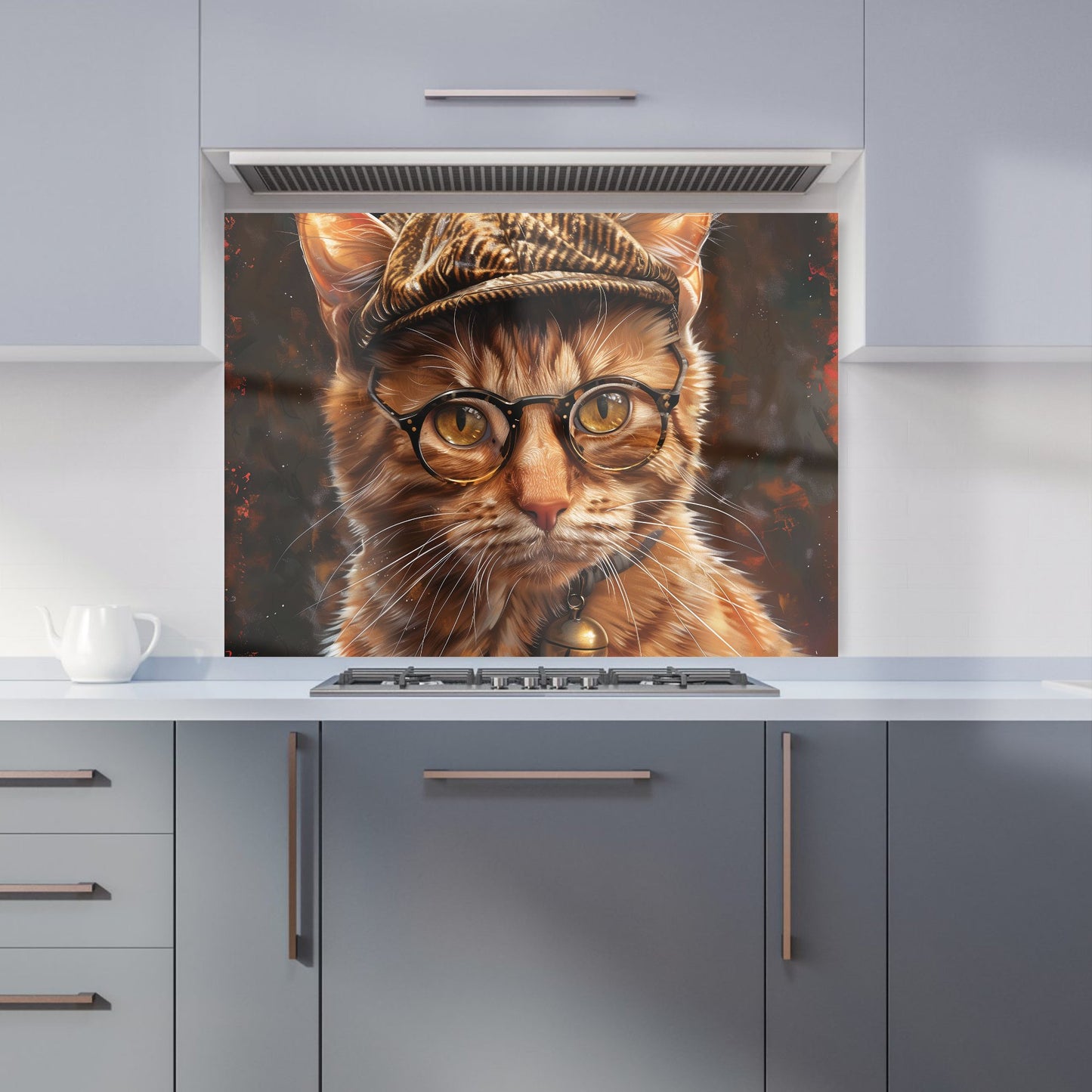 Dapper Ginger Cat with Cap Kitchen Splashback