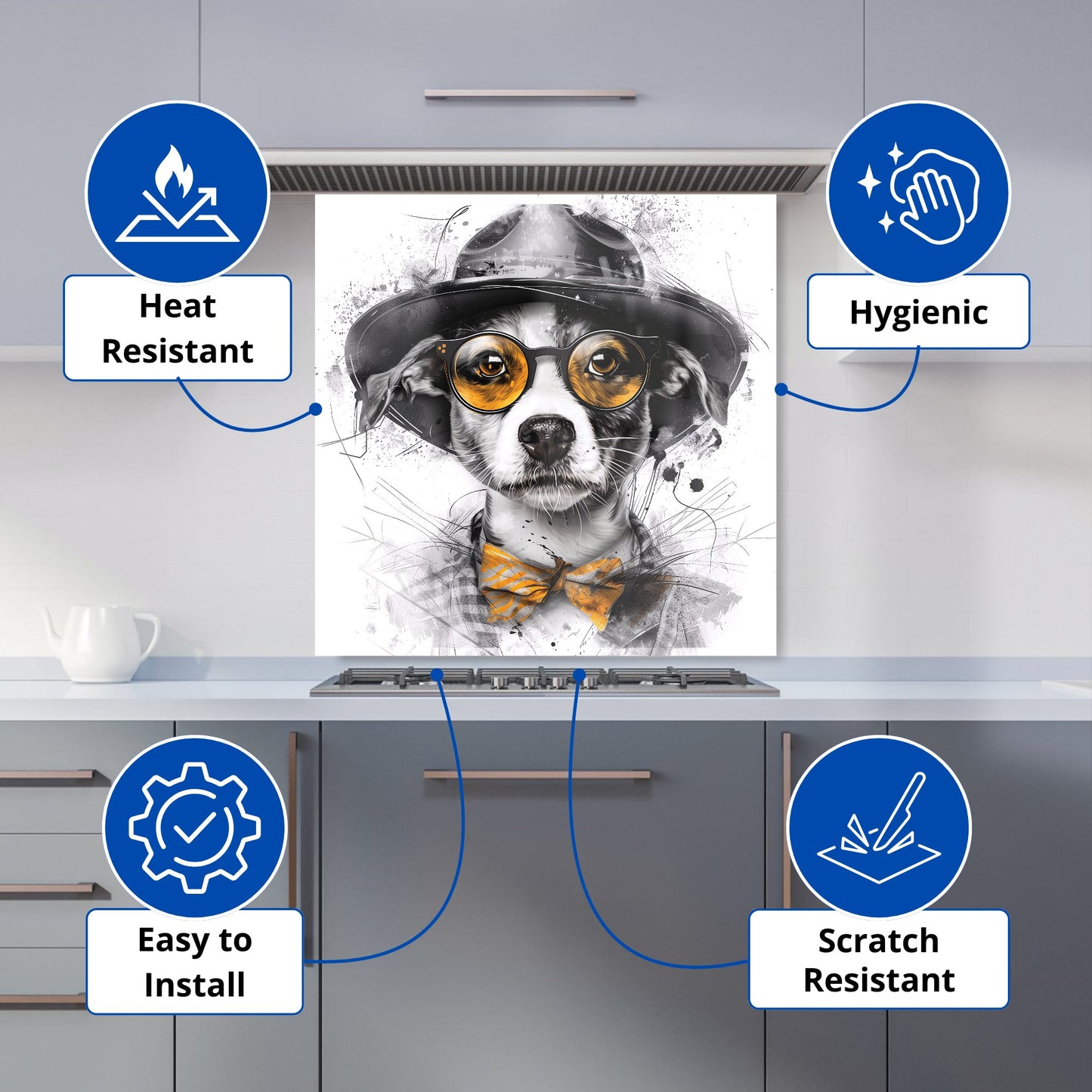 Stylish Jack Russell in Hat Kitchen Splashback