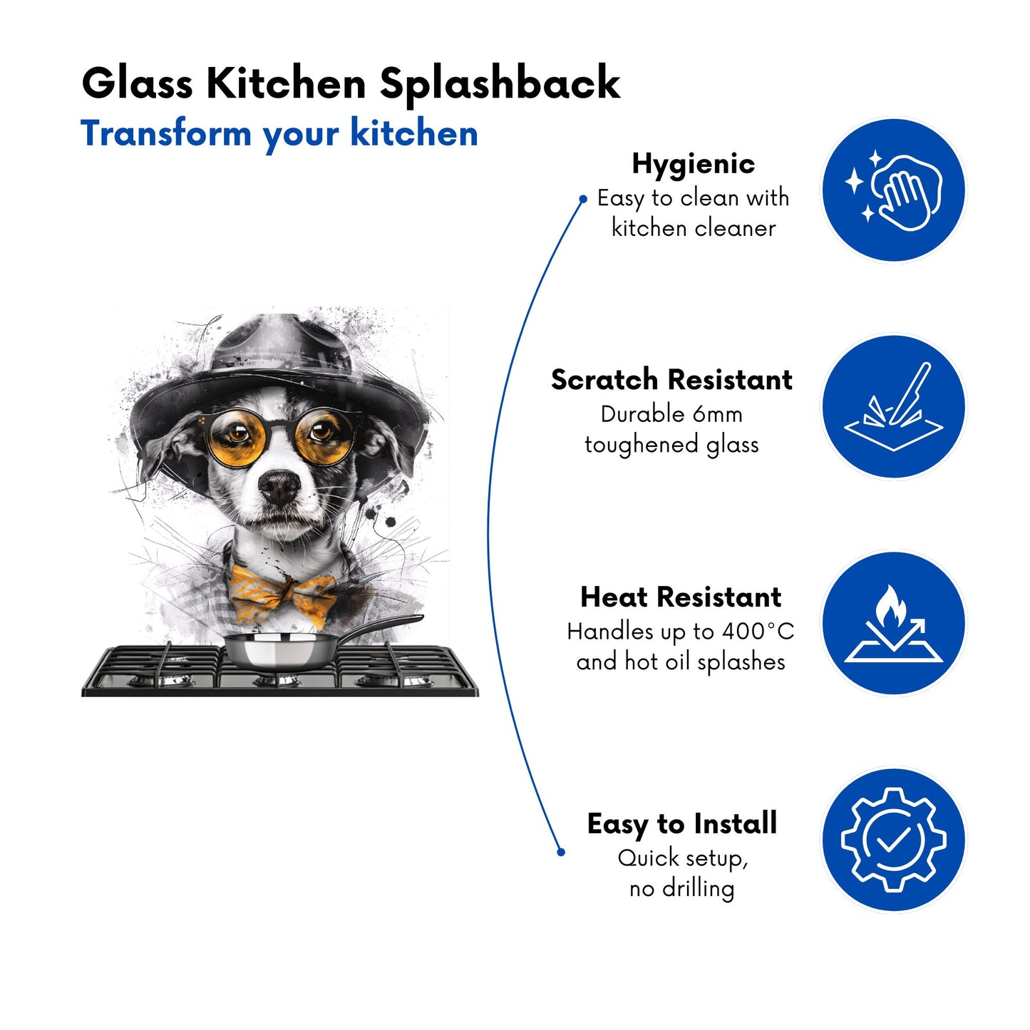Stylish Jack Russell in Hat Kitchen Splashback